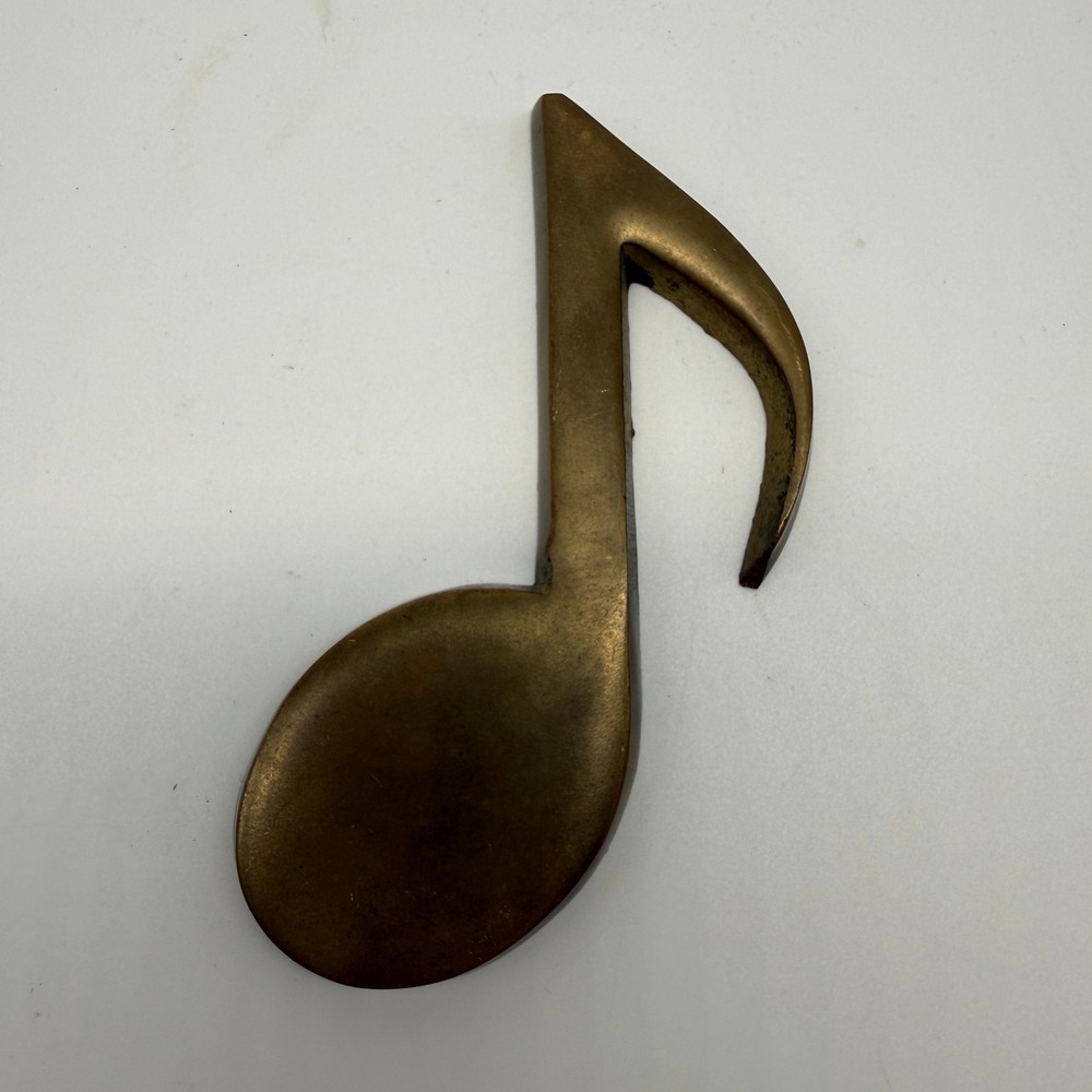Vintage Brass Music Note Paper‎ Weight Wall Decor Eighth Note Korea MCM 4"